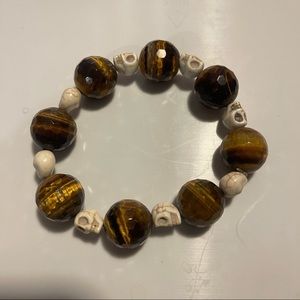 Large tiger eye faceted bead bracelet